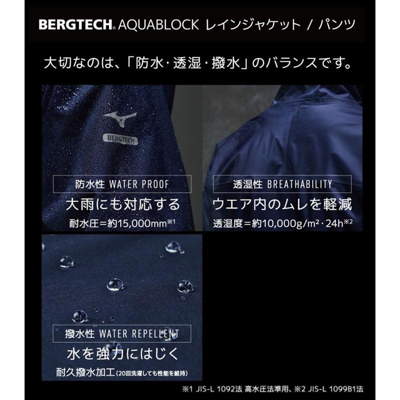 ミズノ メンズ ベルグテック アクアブロック レインジャケット レインウェア アウトドアウェア トップス 長袖 撥水 防水 B2JE0A01｜vitaliser｜02