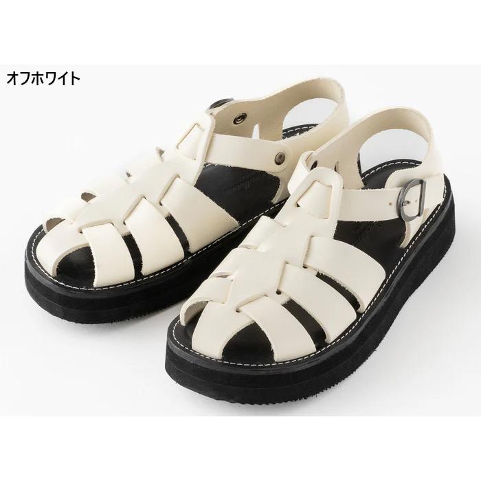 美品【オーガニックハンドルーム】グルカサンダル 厚底 24 オフホワイト レザー Organic handloom オーガニックハンドルーム レディース グルカ