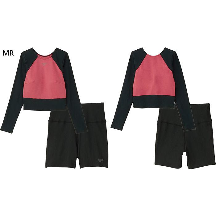 上下セット スピード レディース ミニマムロングスリーブ スイムウエア スイミング 水泳 フィットネス水着 セパレート 長袖 ブラック 黒 ブルー レッド 青 赤 カーキ 送料無料 speedo SFW22450 speedo（スピード） 上下セット レディース ミニマムロングスリーブ