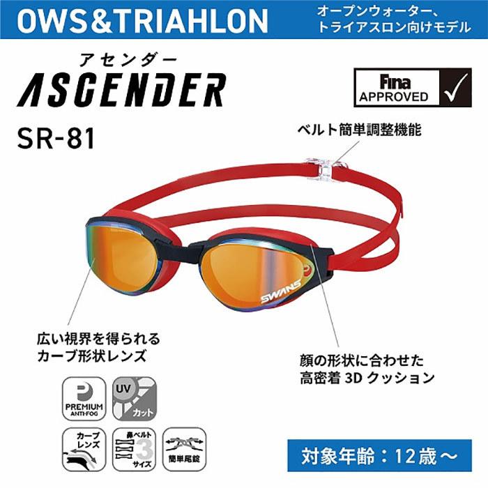 FINA 承認モデル スワンズ メンズ レディース アセンダー ASCENDER 偏光レンズ オープンウォーターモデル 水泳ゴーグル スイミングゴーグル SR-81PPAF｜vitaliser｜02