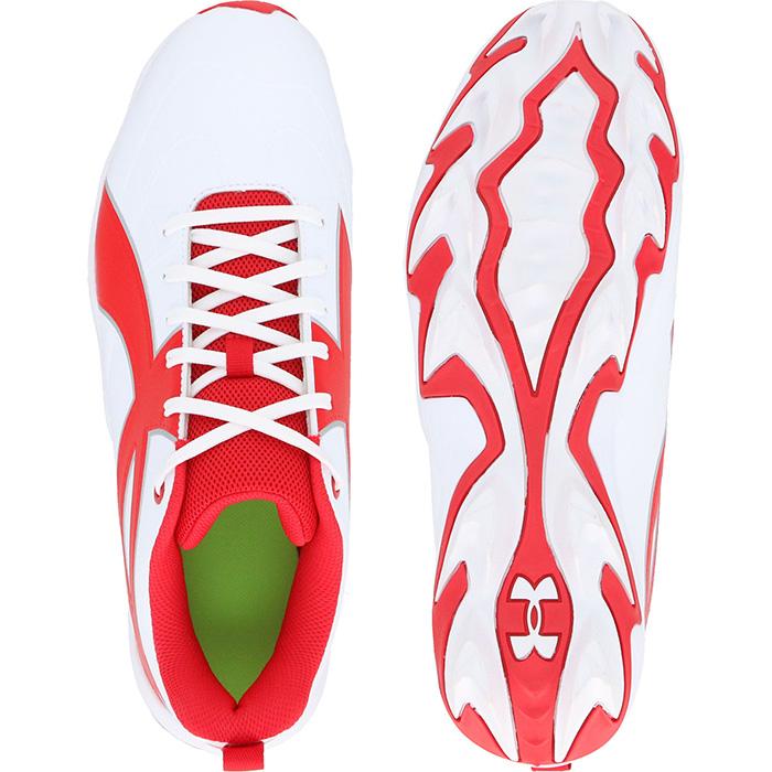 ド*ー様 【新品】アンダーアーマー UA 野球 スパイクシューズ メンズ 赤 2 野球 アンダーアーマー ポイントスパイク UNDERARMOUR 野球スパイク 草