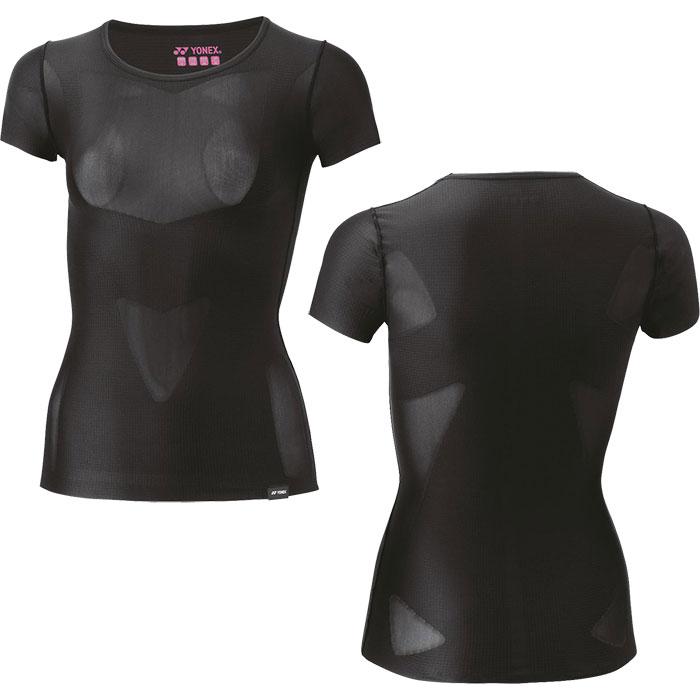 ヨネックス レディース Uネック半袖シャツ テニス バドミントン トップス アンダーウェア インナー 着圧 コンプレッションウェア UVカット ブラック 黒 送料無料 YONEX STBA1512 YONEX（ヨネックス） レディース Uネック半袖シャツ テニス