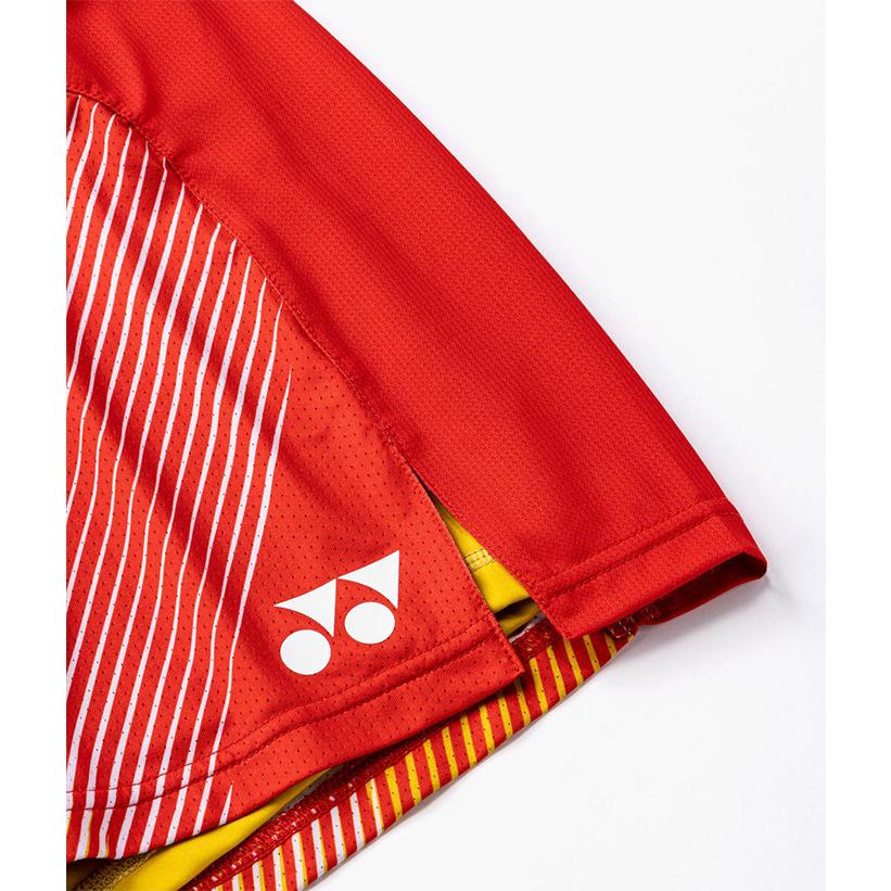 YONEX 幾何学模様パンツ オレンジ/レッド YONEX 幾何学模様 レッドパンツ Oサイズ