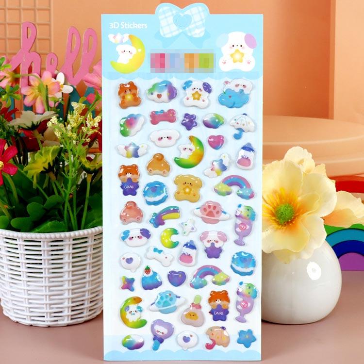 12枚セット 動物 ぷっくり ぷくぷくシール アニマル ミツバチ キラキラ