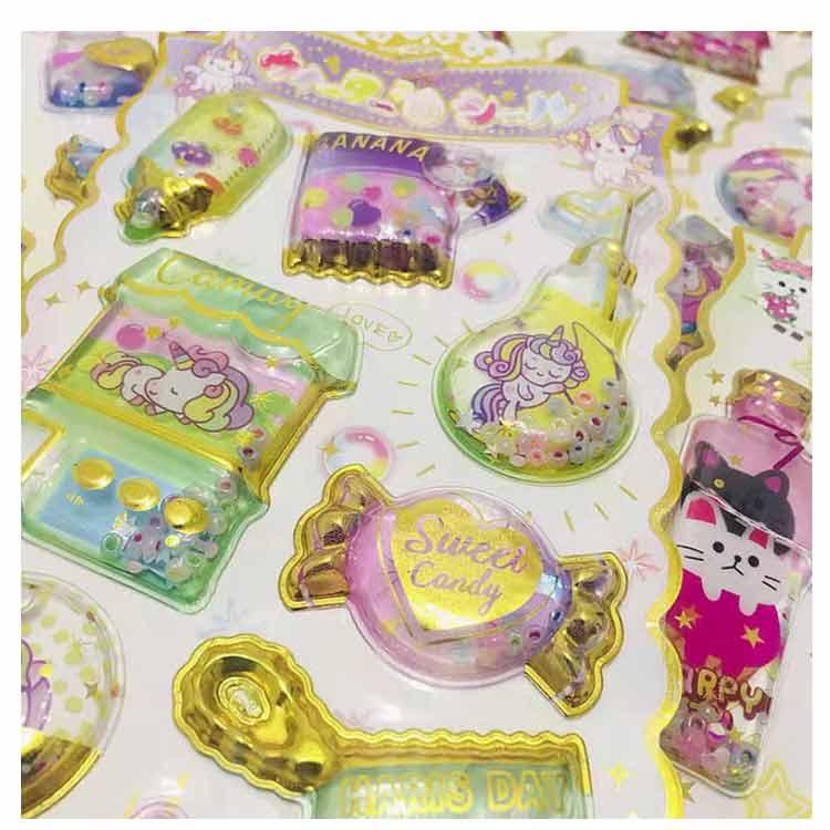 ぷっくりシール ウォーターシール 女の子 手芸用品 4枚セット シール