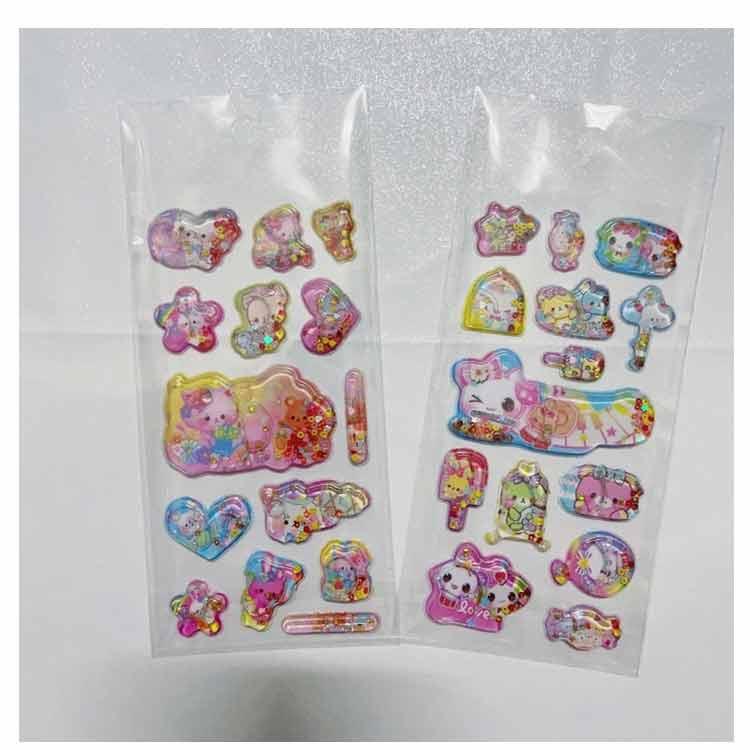ぷっくりシール ウォーターシール 女の子 手芸用品 4枚セット シール