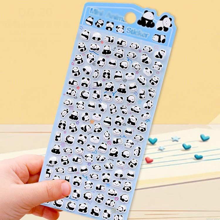 8枚セット 猫 パンダ 手帳 ストレス解消 ぷくぷくシール 3D立体シール