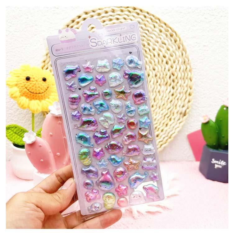 12枚セット オーロラ シール 3Dぷっくり ぷっくりシール ぷくぷく