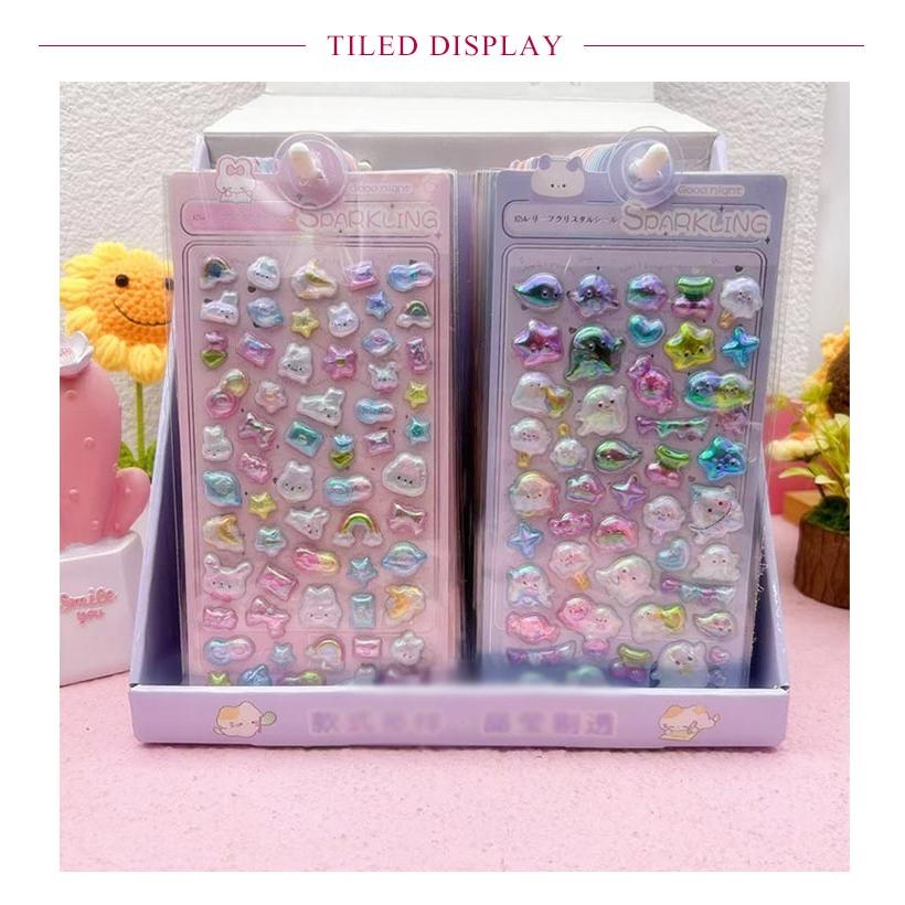 12枚セット オーロラ シール 3Dぷっくり ぷっくりシール ぷくぷく