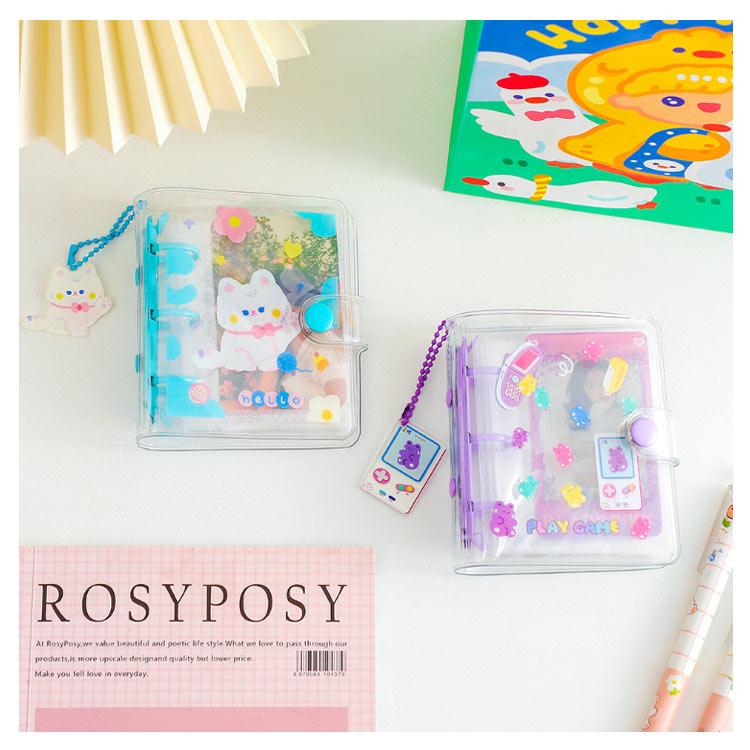 シール帳 ミニシール帳透明チャーム付き ミニアルバムキーホルダー