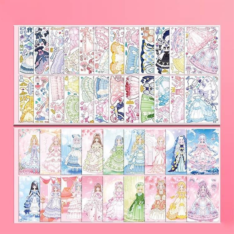 シールブック 2冊セット お姫様 ドレスアップ 着せ替えシール シール
