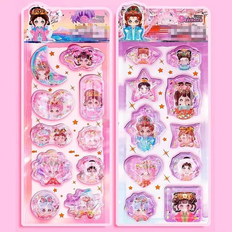 ぷくぷくシール 水晶ラメデコシール 5枚セット ぷくぷく 立体シール
