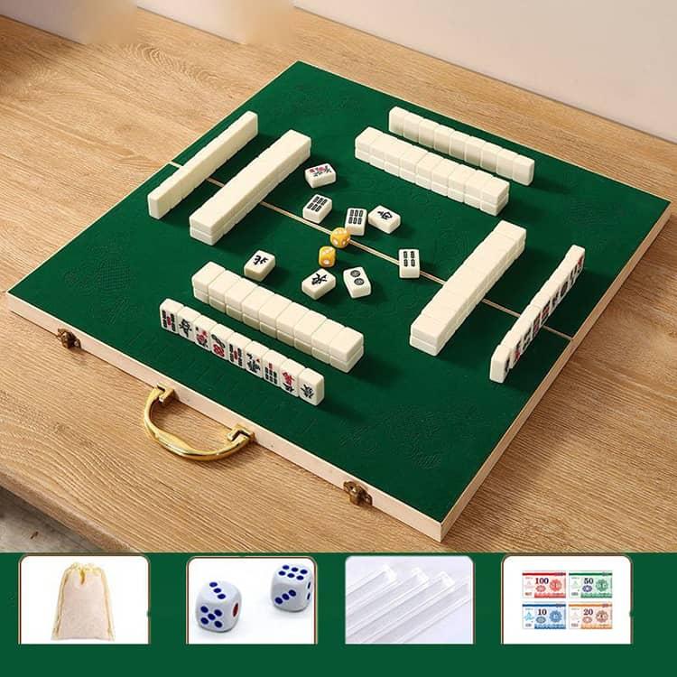 麻雀マット 26mm 手打ち麻雀牌セット 収納袋付き 麻雀卓 ミニ 麻雀牌