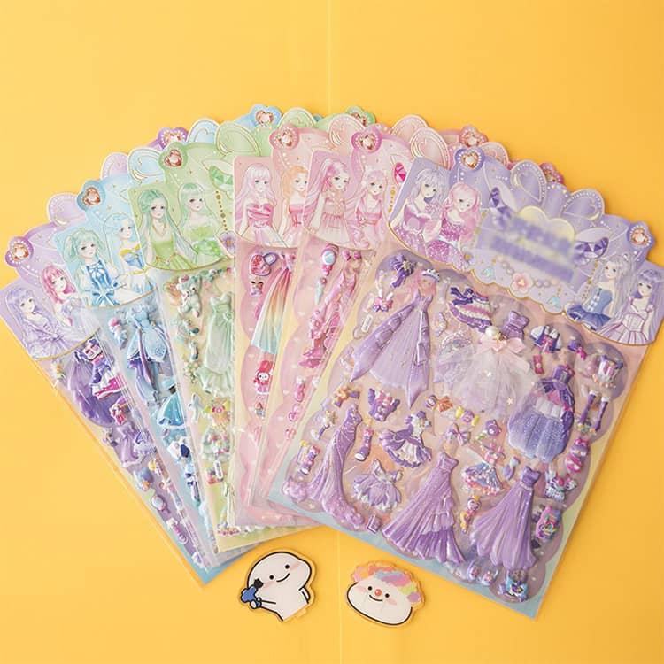 ぷっくりシール プリンセス 日記帳用 ノート 女の子 3Dシール 12枚
