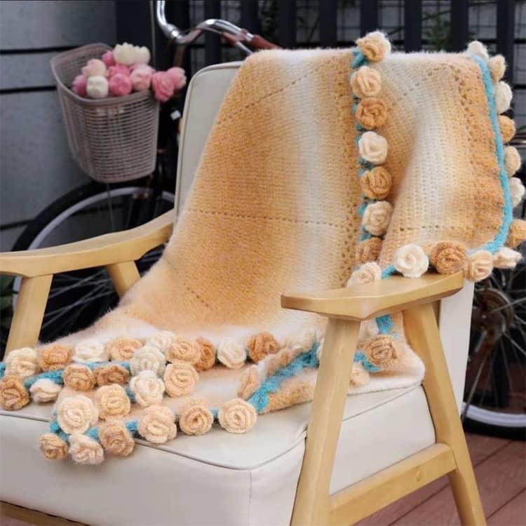 かぎ針編みキット セット 花束ブランケット 100cm 毛糸 未完成品