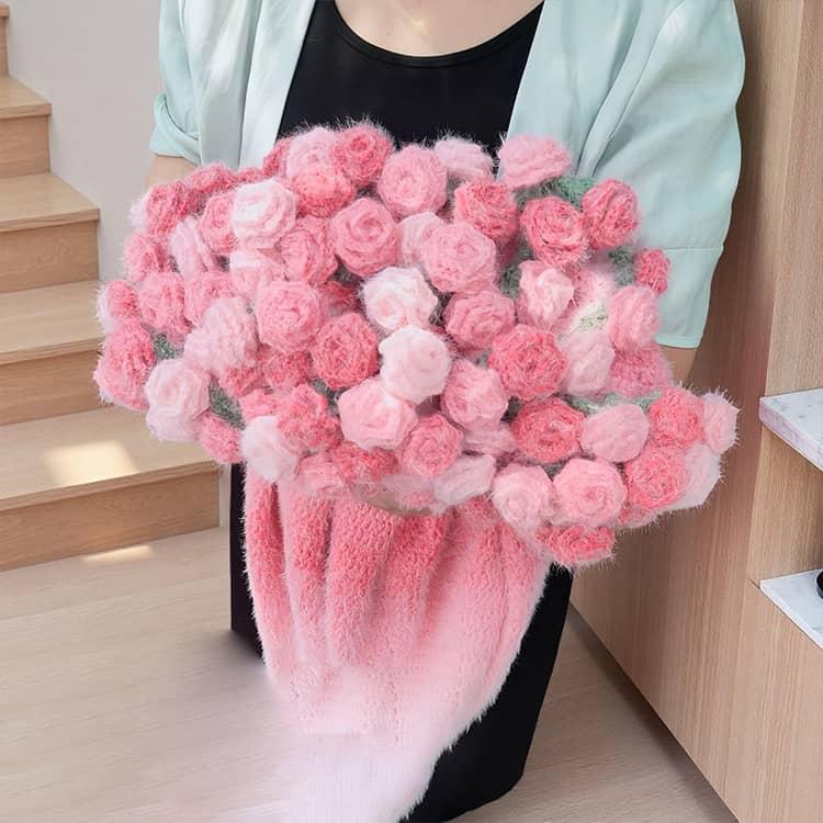 かぎ針編みキット セット 花束ブランケット 100cm 毛糸 未完成品