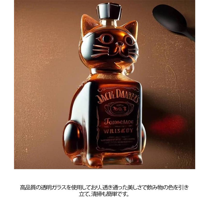 ユニークな動物柄ウィスキーガラスデキャンタ 耐熱ガラス製 猫