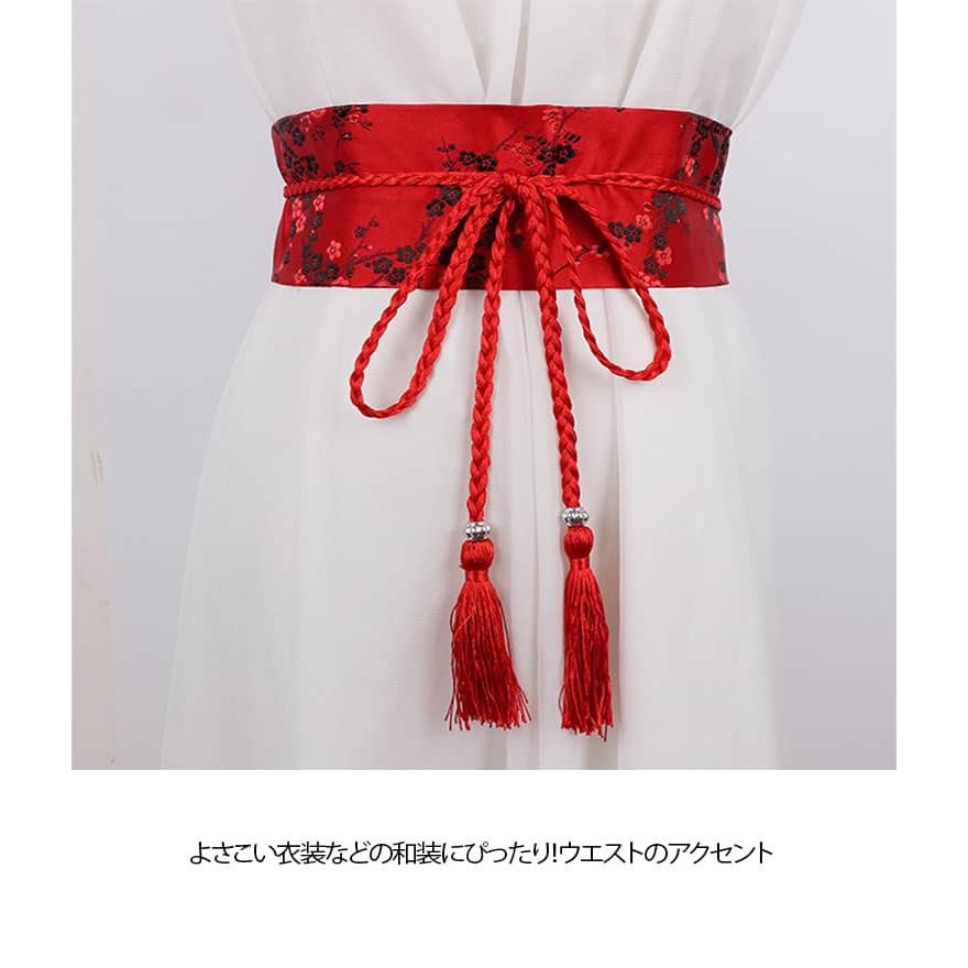 ハイウエスト 桜柄 和風 帯 ベルト 光沢感 太ベルト コルセット 着物