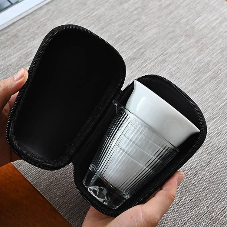 中国茶 収納ケース付き 湯飲み 宝瓶 コンパクト 陶磁器 茶器セット