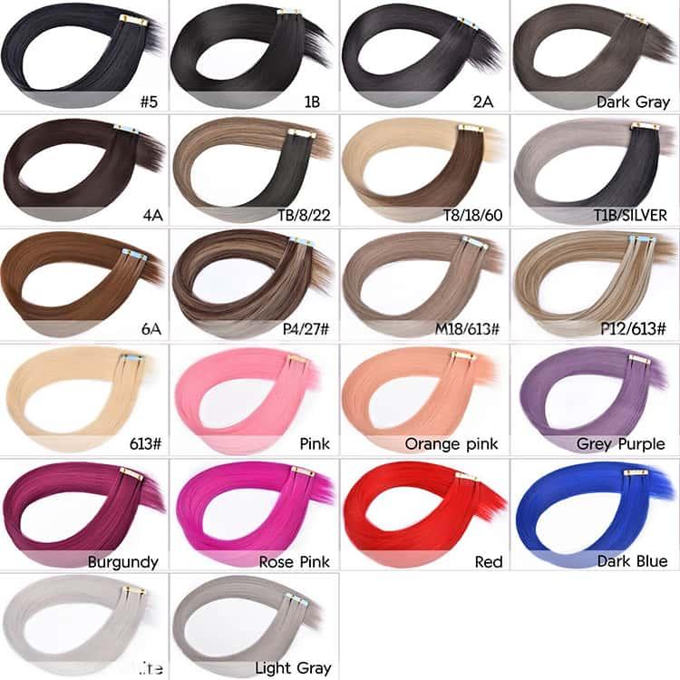 カラー 60cm エクステ 黒 全20色 10PCS ポイントメッシュ シール