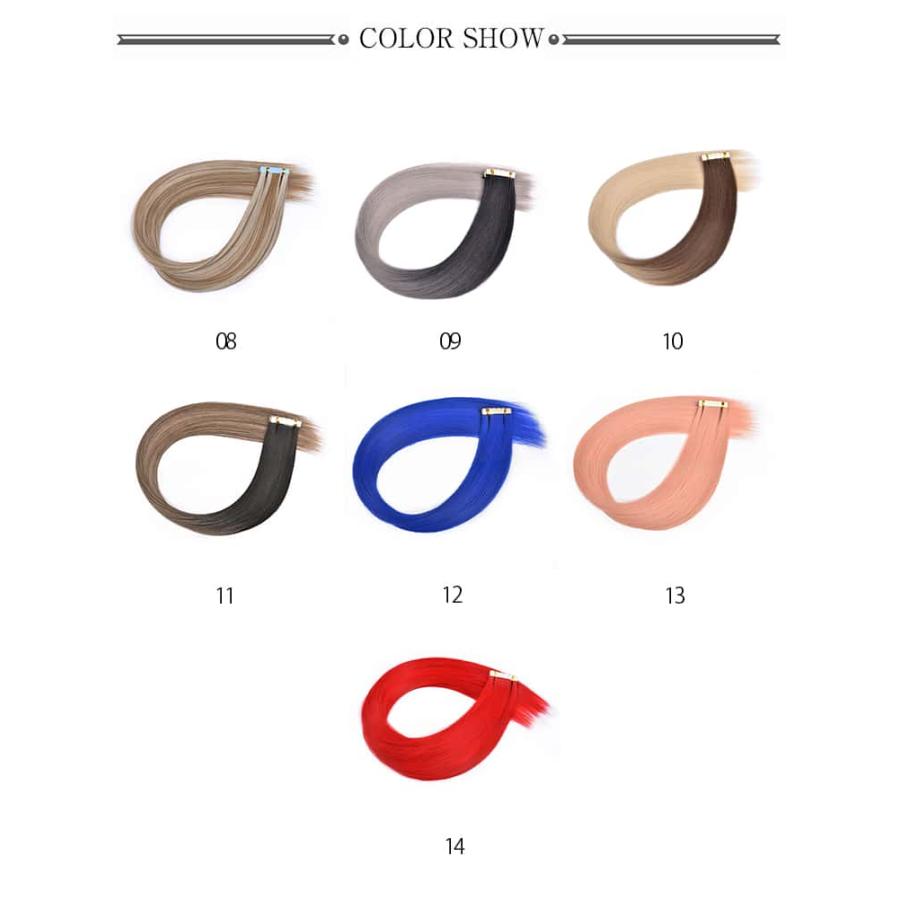 カラー 60cm エクステ 黒 全20色 10PCS ポイントメッシュ シール