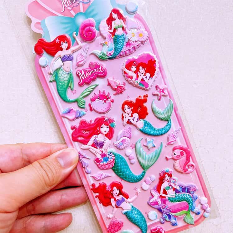 【在庫処分セール♪】ウォーター 立体エンボシスマシュマロ平面シール30枚セット 3D立体シール 4枚セット ぷっくり立体！ ぷくぷくシール 人魚姫 シール