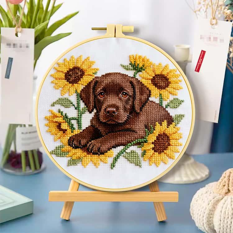 ラブラドール クロスステッチ 枠付き 刺繍キット 2個セット