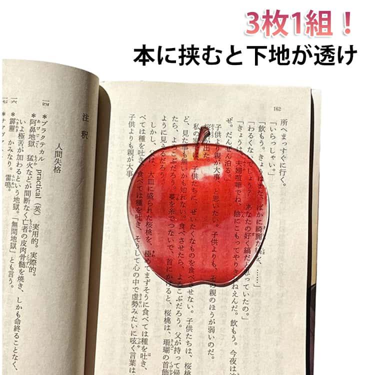 加藤委　姫りんご　ぐい呑　共箱、共布、しおり りんごのしおり 文房具 栞 3枚1組 果物 オシャレ クリアブックマーカー