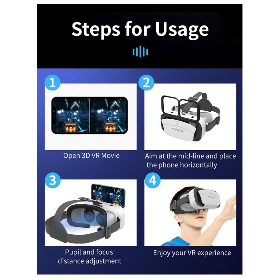 VRゴーグル 3Dメガネ Android グラス スマホ VR 3D眼鏡 バーチャル スマートフォン 動画視聴 ピント調節機能 VRグラ ...