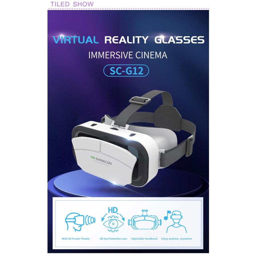 VRゴーグル 3Dメガネ Android グラス スマホ VR 3D眼鏡 バーチャル スマートフォン 動画視聴 ピント調節機能 VRグラ ...