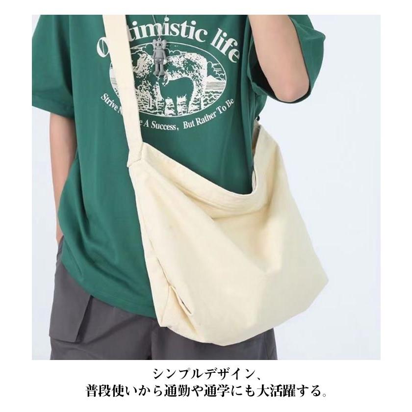無地 丈夫 キャンバスバッグ キャンバス バッグ ショルダーバッグ ワンショルダーバッグ 帆布 メンズ デイリーユース 2点セット 大容量 ...