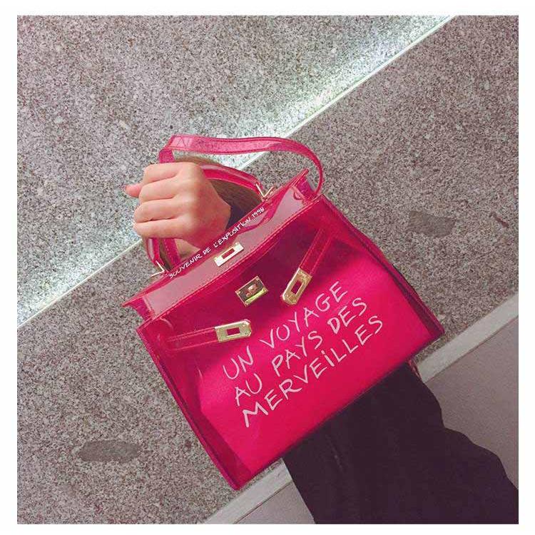3wayゼリーバッグ クリア PVC 女性 ハンドバッグ ショルダーバッグ