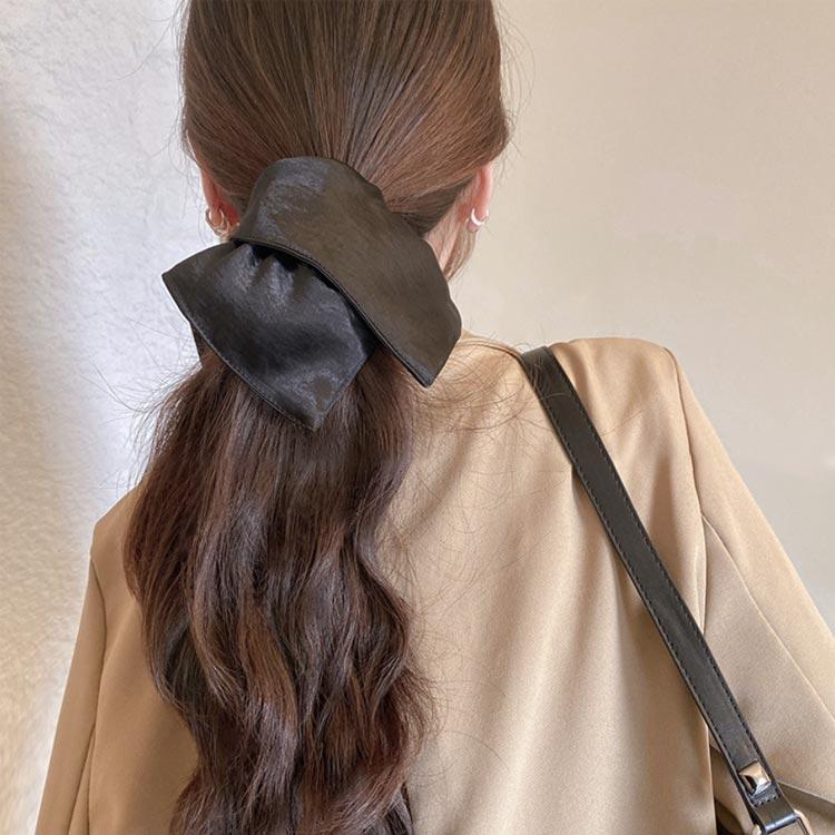 四角 レディース ヘアアクセサリー スクエア ヘアゴム ビッグ サテン調