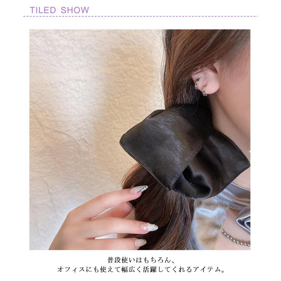 四角 レディース ヘアアクセサリー スクエア ヘアゴム ビッグ サテン調