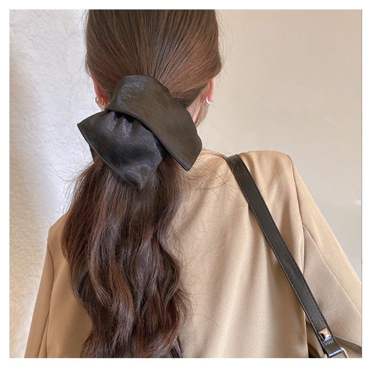 四角 レディース ヘアアクセサリー スクエア ヘアゴム ビッグ サテン調
