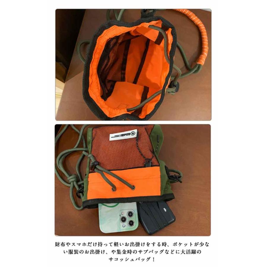 バイカラー サコッシュバッグ 撥水 レディース メンズ ショルダー