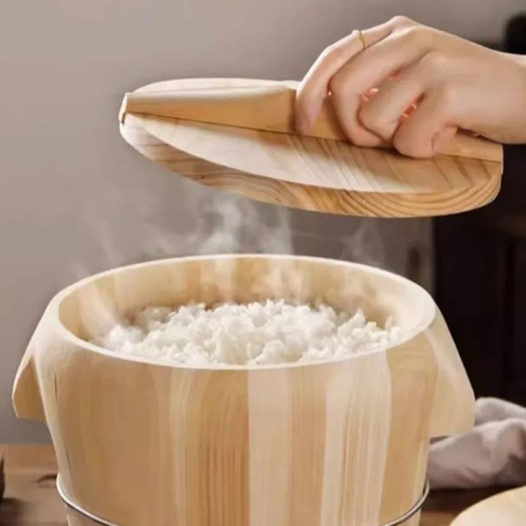 おひつ ごはん 天然木 お鉢 寿司桶 木桶 かぶせ蓋 飯櫃 21cm 蓋付 飯台