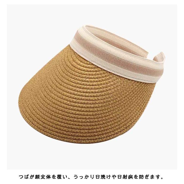 ゴルフ サンバイザー お洒落 UVカット 麦わら帽子 レディース 農作業