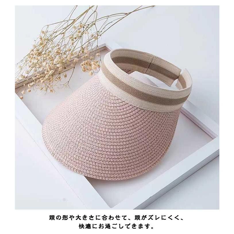 【新品】サンバイザー　折り畳み　紫外線　麦わら　サンカット　　UV 帽子　ゴルフ ゴルフ サンバイザー お洒落 UVカット 麦わら帽子 レディース 農作業
