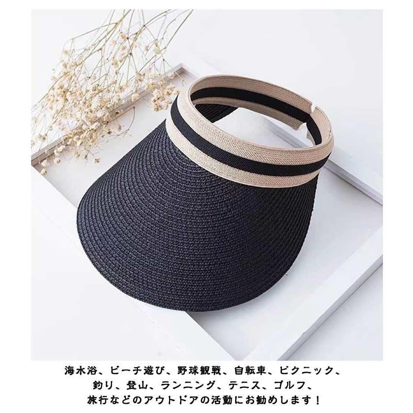 【新品】サンバイザー　折り畳み　紫外線　麦わら　サンカット　　UV 帽子　ゴルフ ゴルフ サンバイザー お洒落 UVカット 麦わら帽子 レディース 農作業