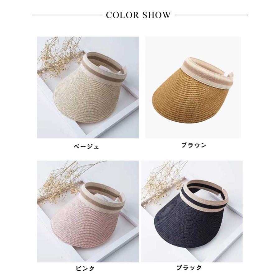 ゴルフ サンバイザー お洒落 UVカット 麦わら帽子 レディース 農作業