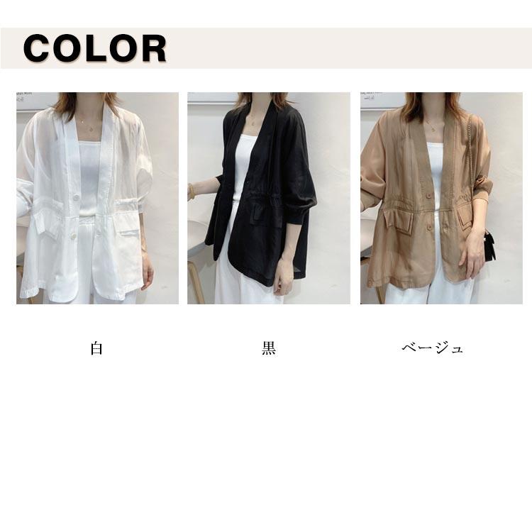夏カーデ アウター ノーカラー 夏 冷房対策 シースルー レディース