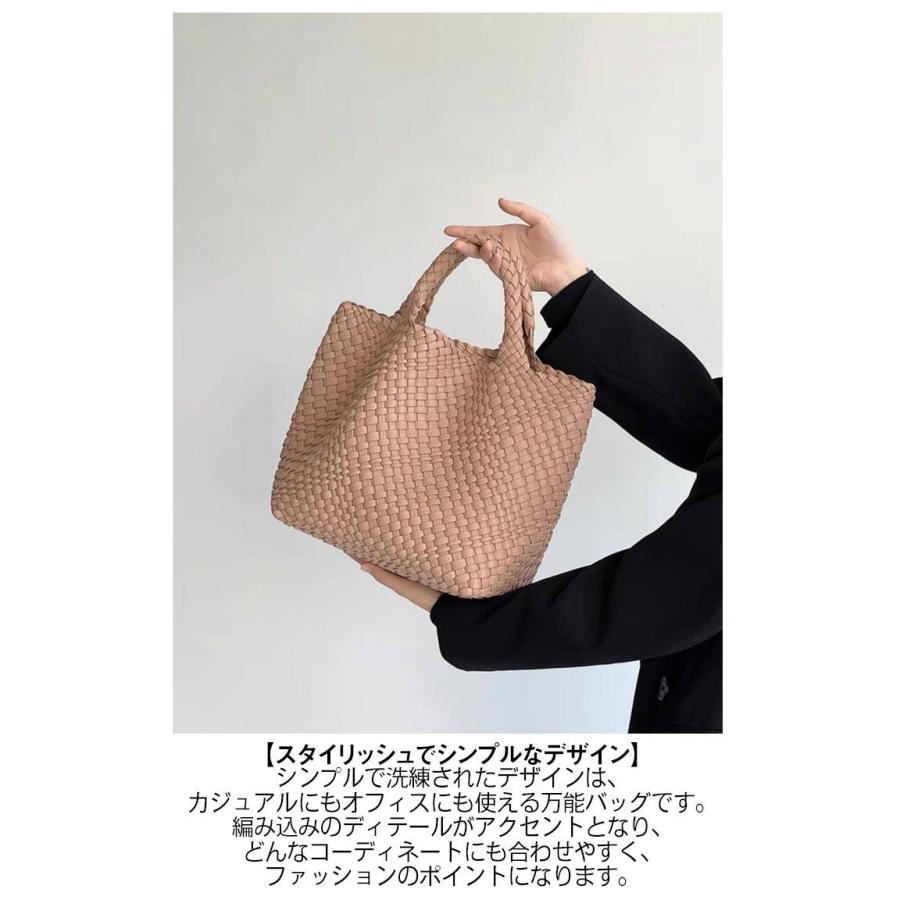 トートバッグ 上品 編み込みトートバッグ メッシュトートバッグ PU