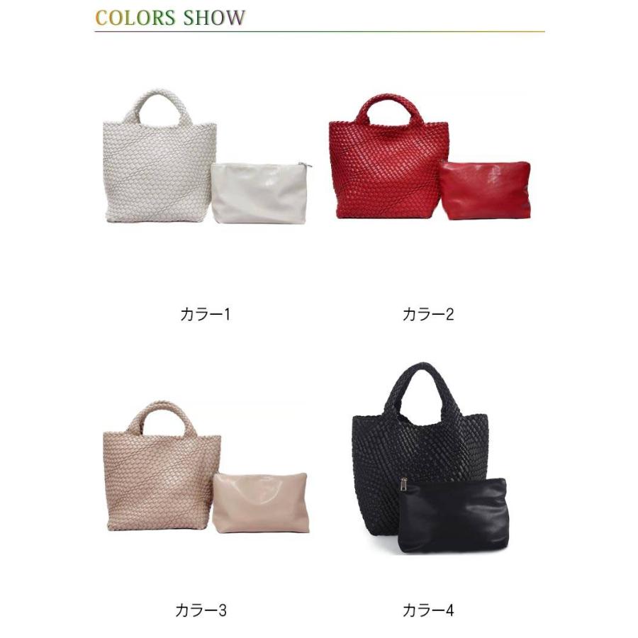 トートバッグ 上品 編み込みトートバッグ メッシュトートバッグ PU