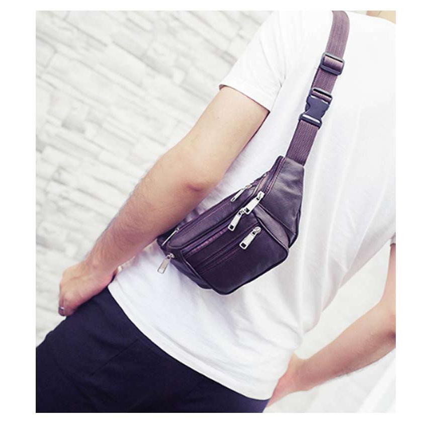 本革 ボディバッグ メンズ PU革 小さめ PUレザー 2WAY ウエストバッグ