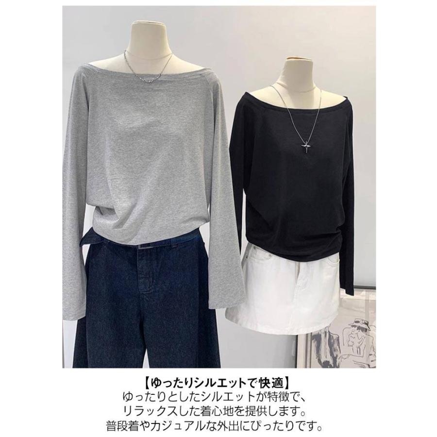カットソー Tシャツ セミオフショルダーカットソー 長袖 トップス