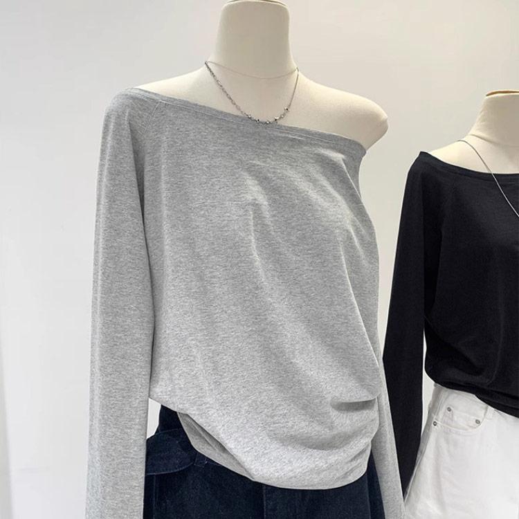 カットソー Tシャツ セミオフショルダーカットソー 長袖 トップス