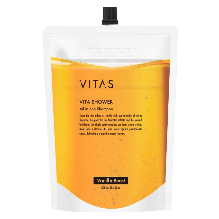 バニラ様　本体3個、詰め替え6個、ヘアエッセンス1個 アミノ酸 シャンプー 詰替え VITAS 公式 Vita Shower 600ml