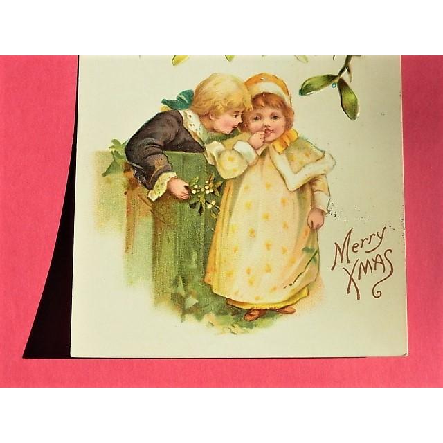 アンティークポストカード 1911年 クリスマス ヤドリギの下の可愛いカップル クリスマス キス Cpag027 Vitrine Vieux 通販 Yahoo ショッピング