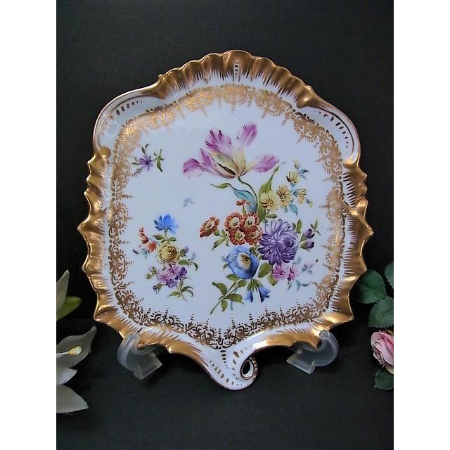 陶芸 ドイツ ドレスデン Franziska Hirsch ドイツの花が華麗なキャビネットプレート 手描き